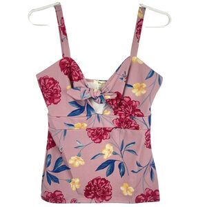 Whisper Spaghetti Strap Floral Top Stretchy Rayon Mauve Pink Women’s Size M